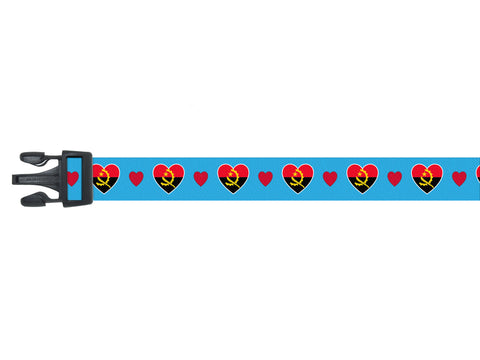 Dog Collar with Angola Hearts Pattern in blue