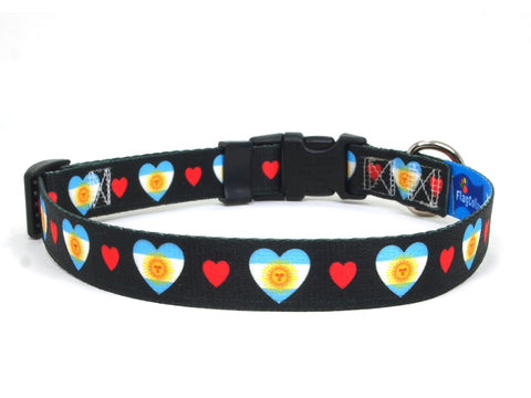 Dog Collar with Argentina Hearts Pattern in black