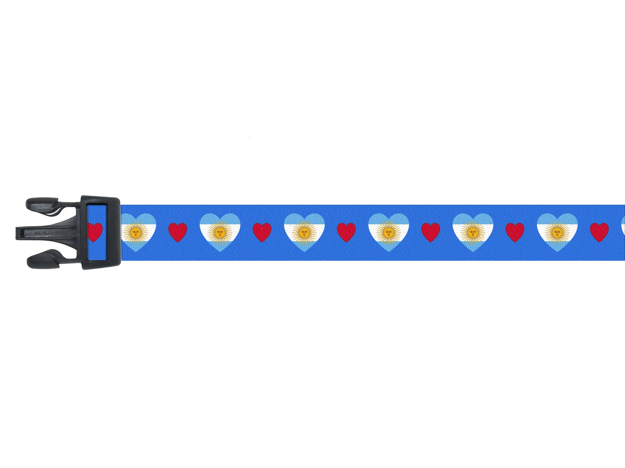 Dog Collar with Argentina Hearts Pattern in blue