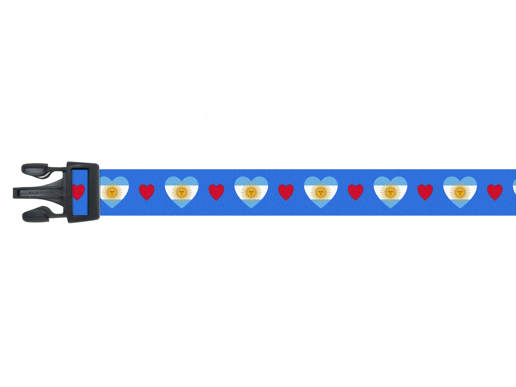 Dog Collar with Argentina Hearts Pattern in blue