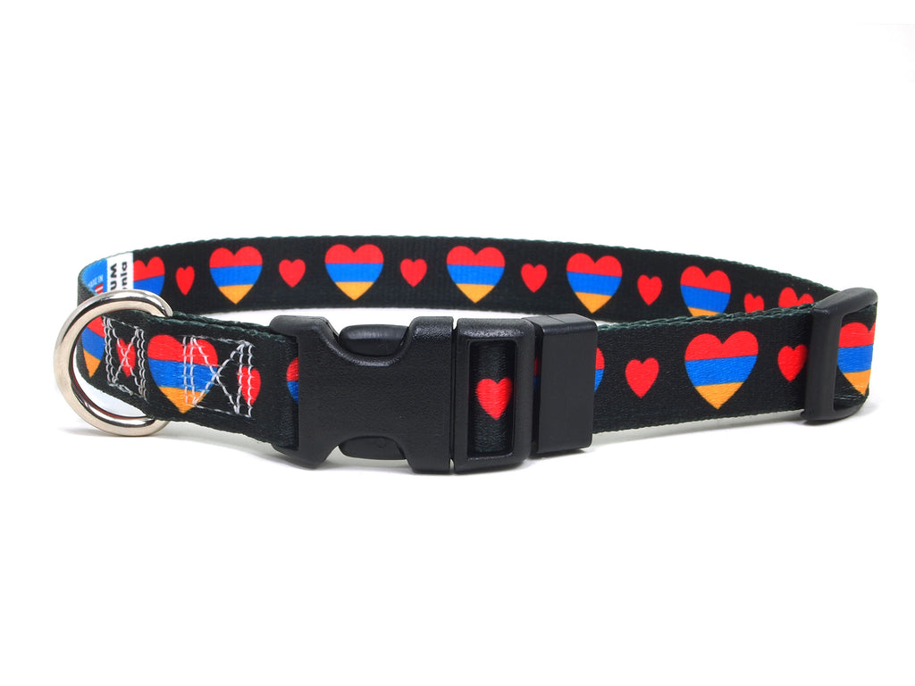 Dog Collar with Armenia Hearts Pattern in black