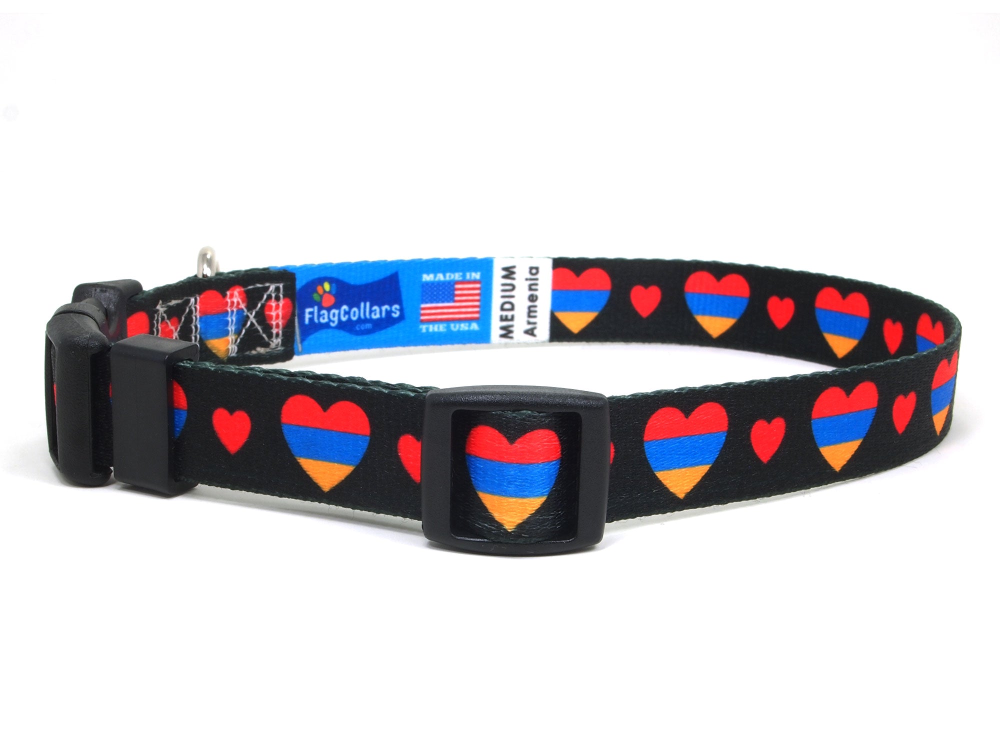 Dog Collar with Armenia Hearts Pattern in black