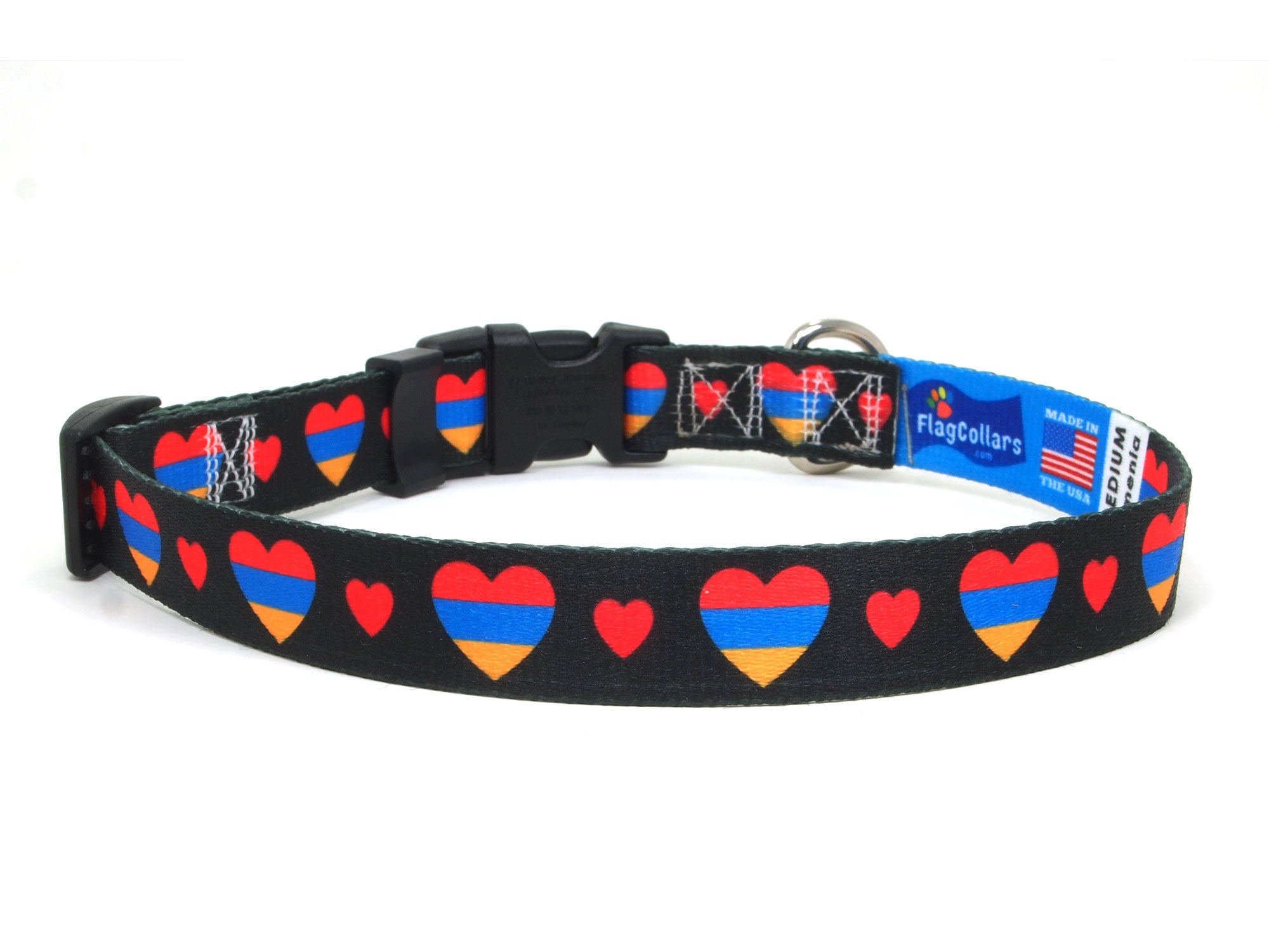 Dog Collar with Armenia Hearts Pattern in black