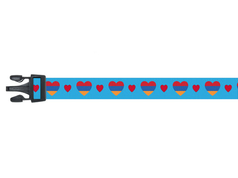 Dog Collar with Armenia Hearts Pattern in blue