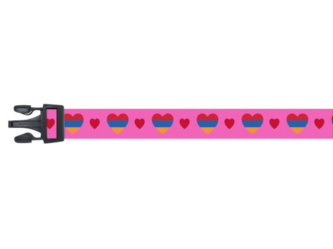 Dog Collar with Armenia Hearts Pattern in pink