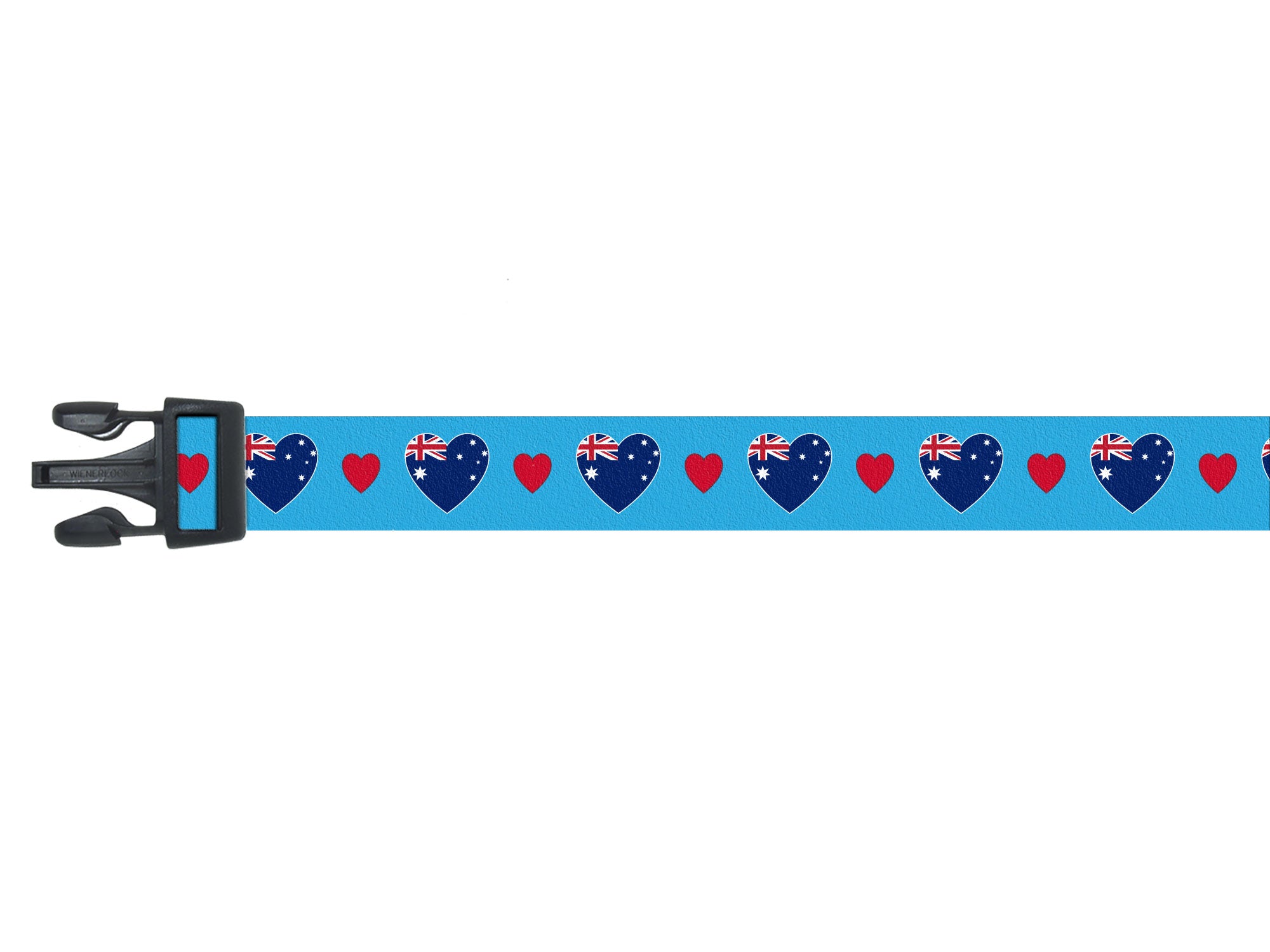Dog Collar with Australia Hearts Pattern in blue