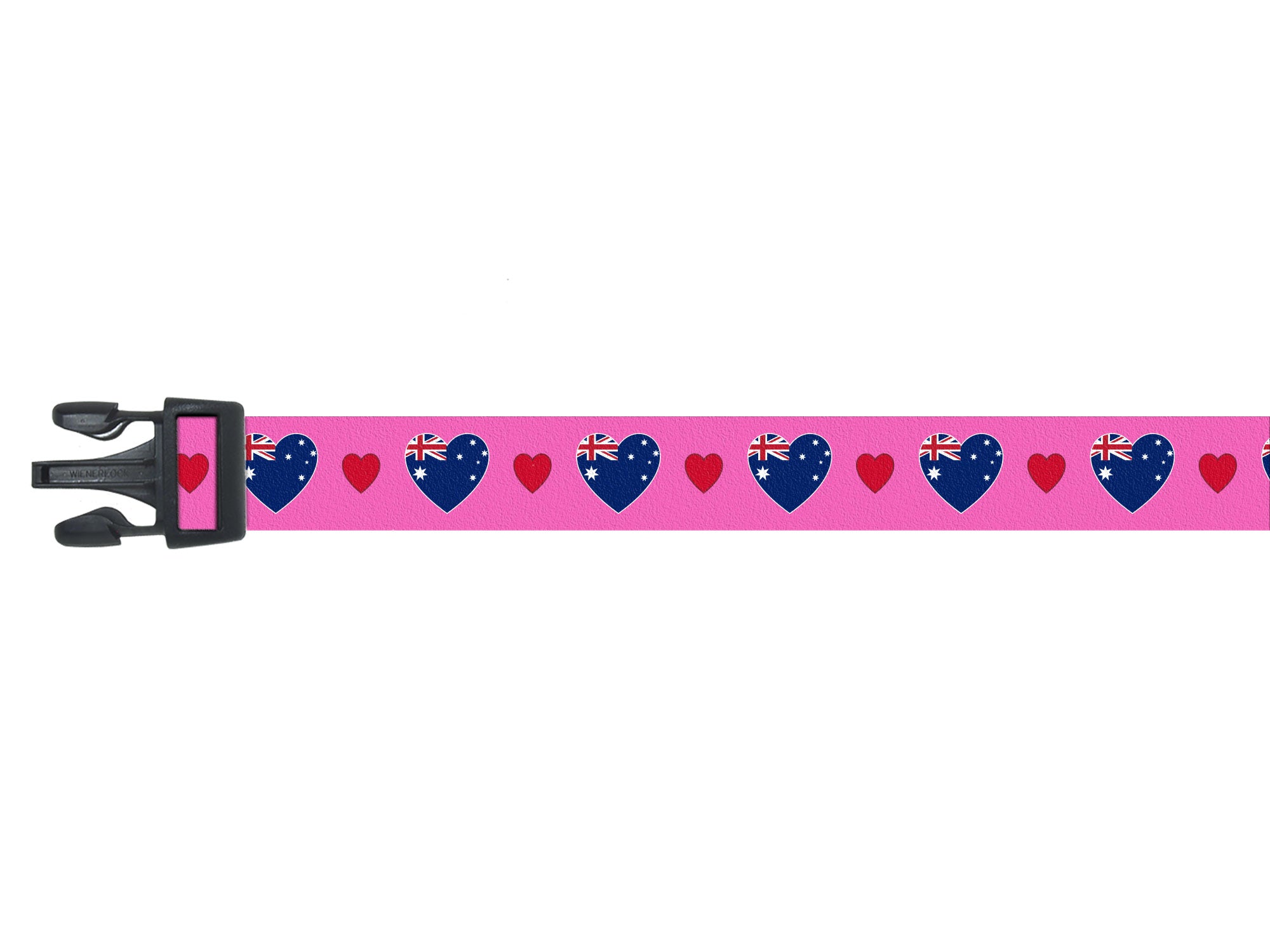 Dog Collar with Australia Hearts Pattern in pink