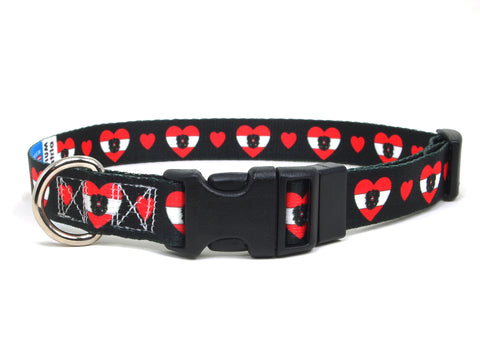 Dog Collar with Austria Hearts Pattern in black