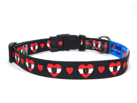 Dog Collar with Austria Hearts Pattern in black