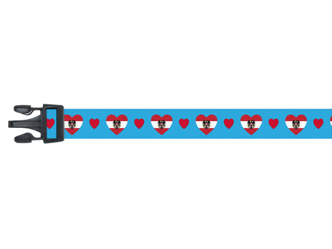 Dog Collar with Austria Hearts Pattern in blue