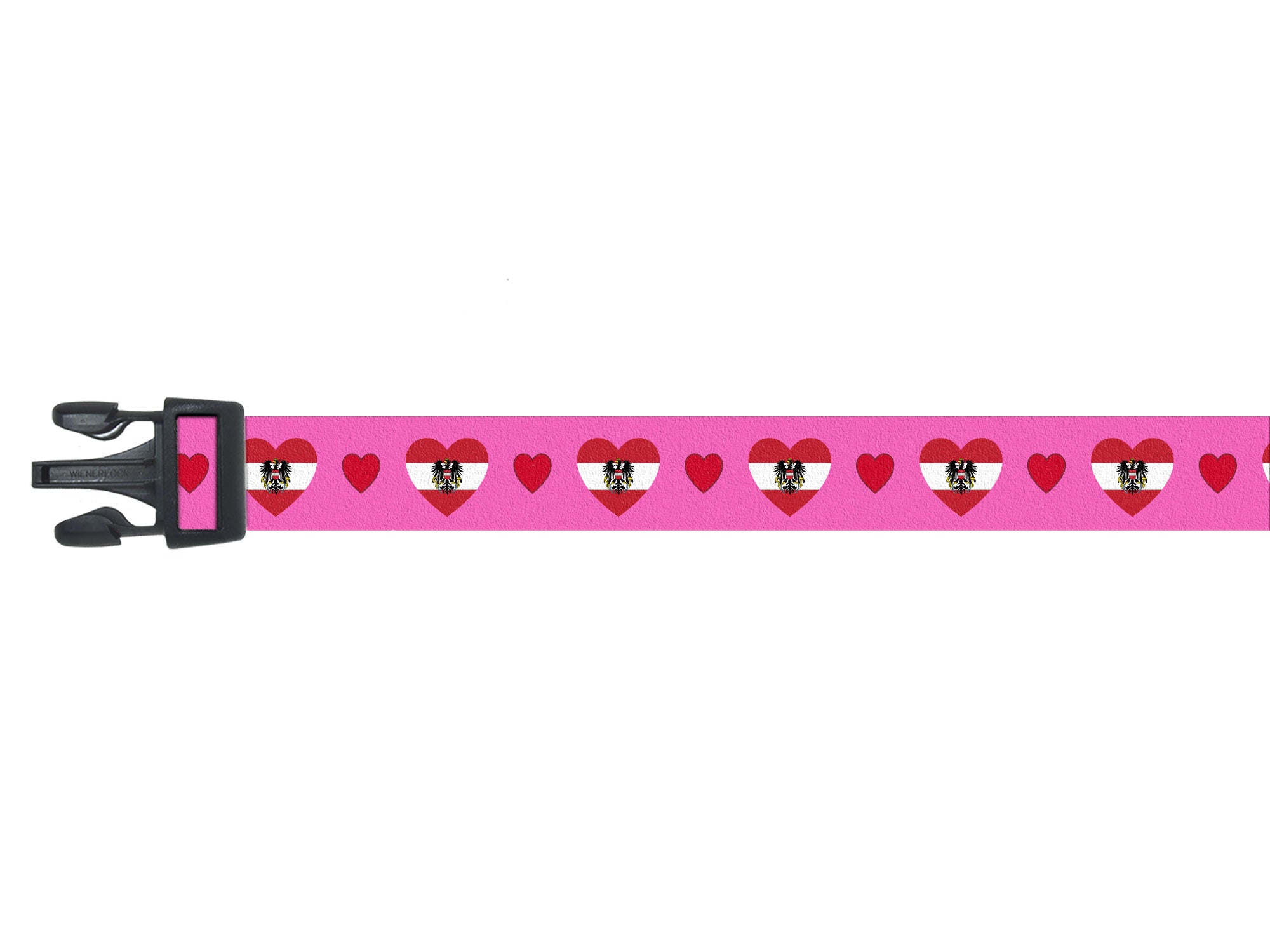Dog Collar with Austria Hearts Pattern in pink