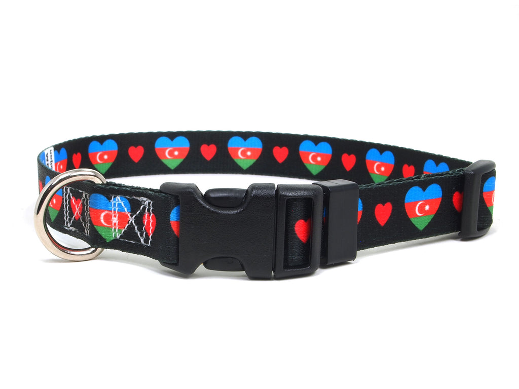 Dog Collar with Azerbaijan Hearts Pattern in black