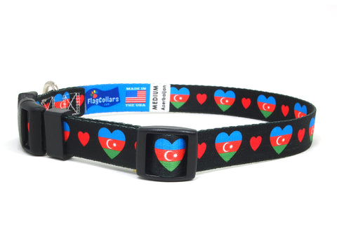 Dog Collar with Azerbaijan Hearts Pattern in black