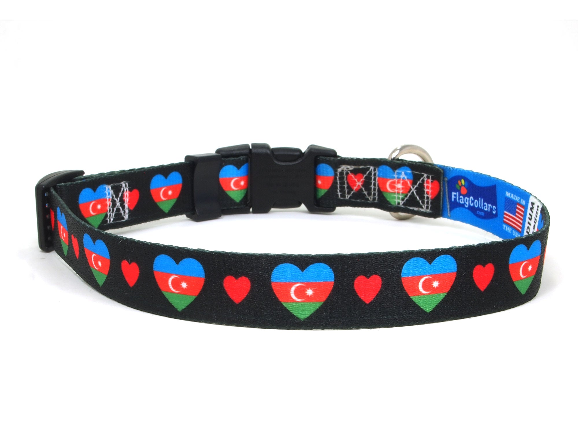 Dog Collar with Azerbaijan Hearts Pattern in black