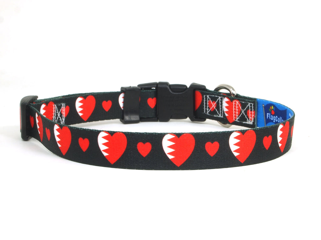 Bahrain Dog Collar with Hearts | I Love Bahrain