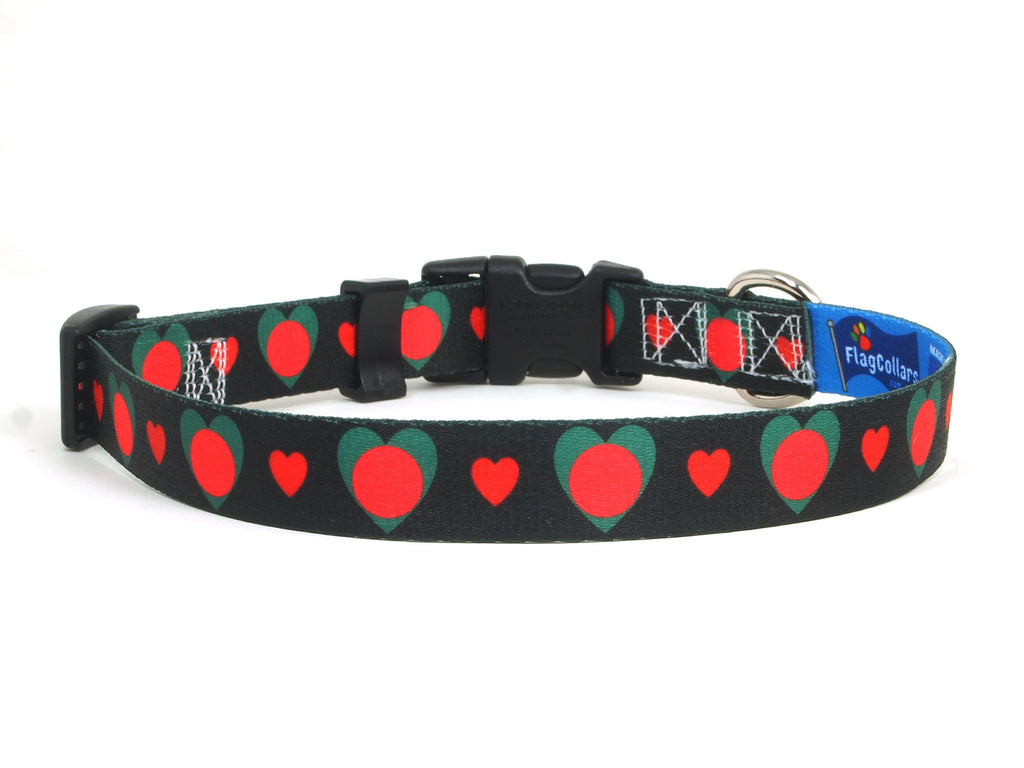 Dog Collar with Bangladesh Hearts Pattern in Black