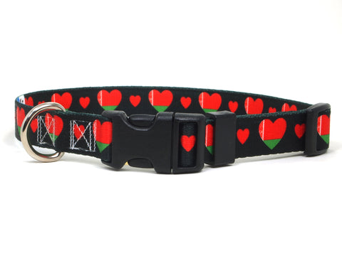 Dog Collar with Belarus Hearts Pattern in black