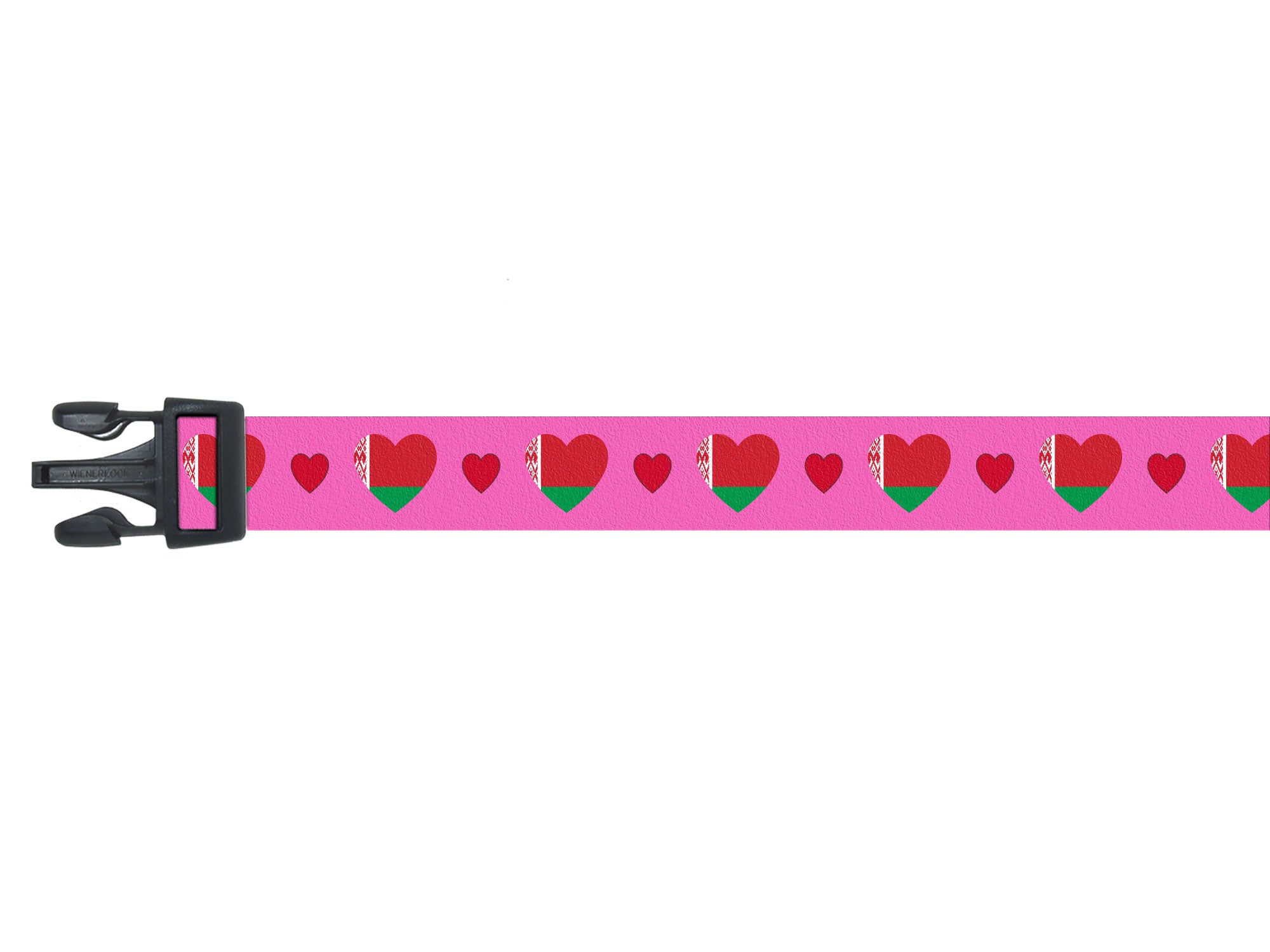 Dog Collar with Belarus Hearts Pattern in pink