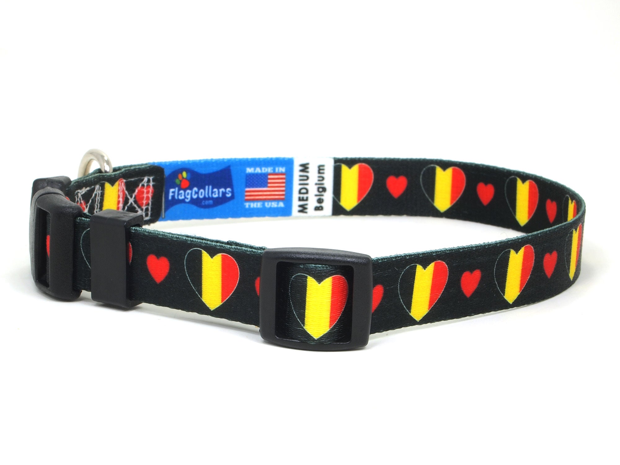 Dog Collar with Belgium Hearts Pattern in black