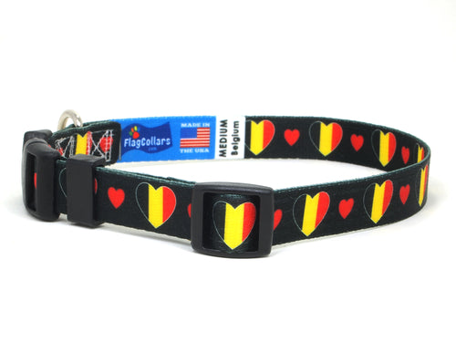 Dog Collar with Belgium Hearts Pattern in black