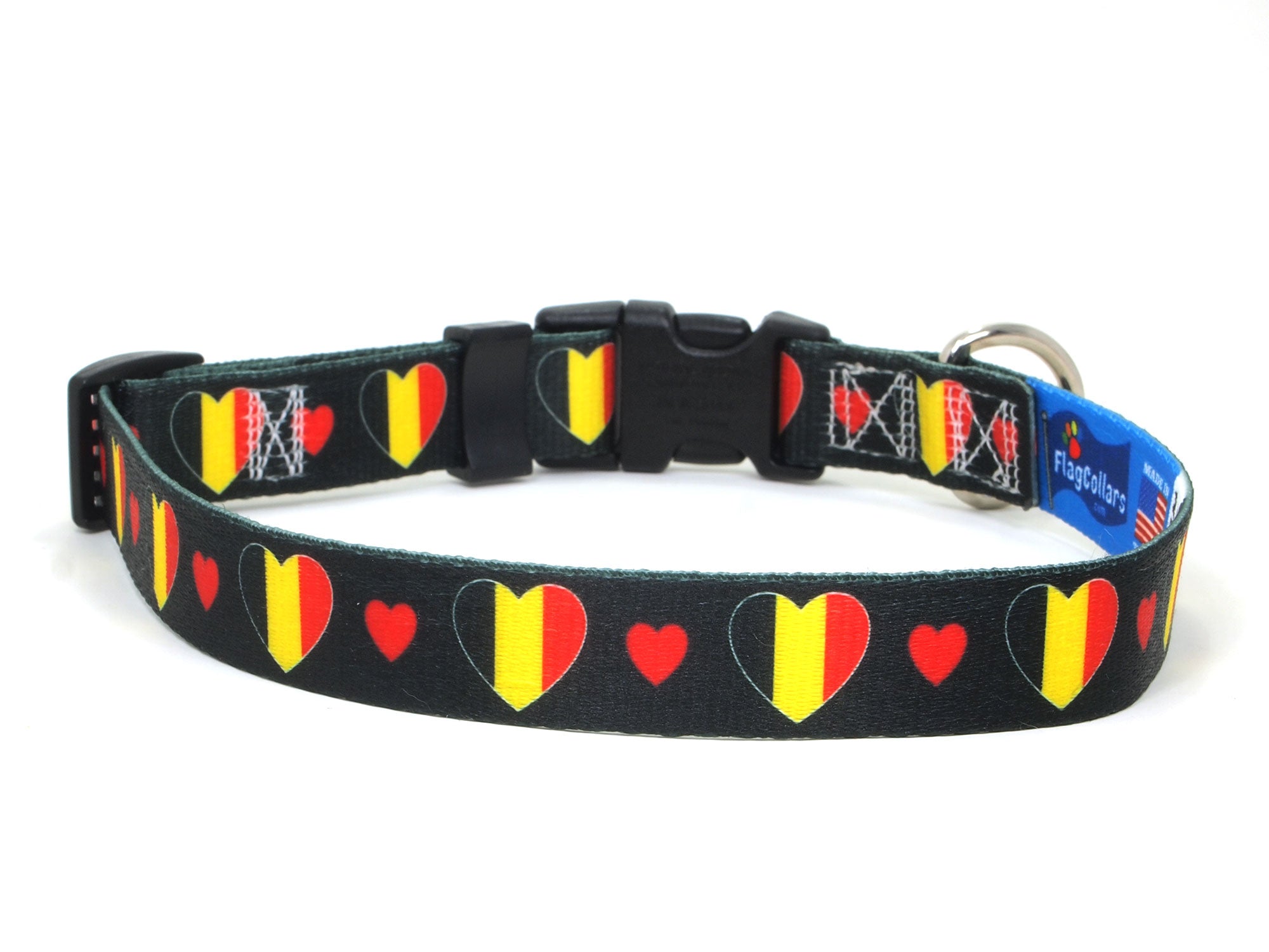 Dog Collar with Belgium Hearts Pattern in black
