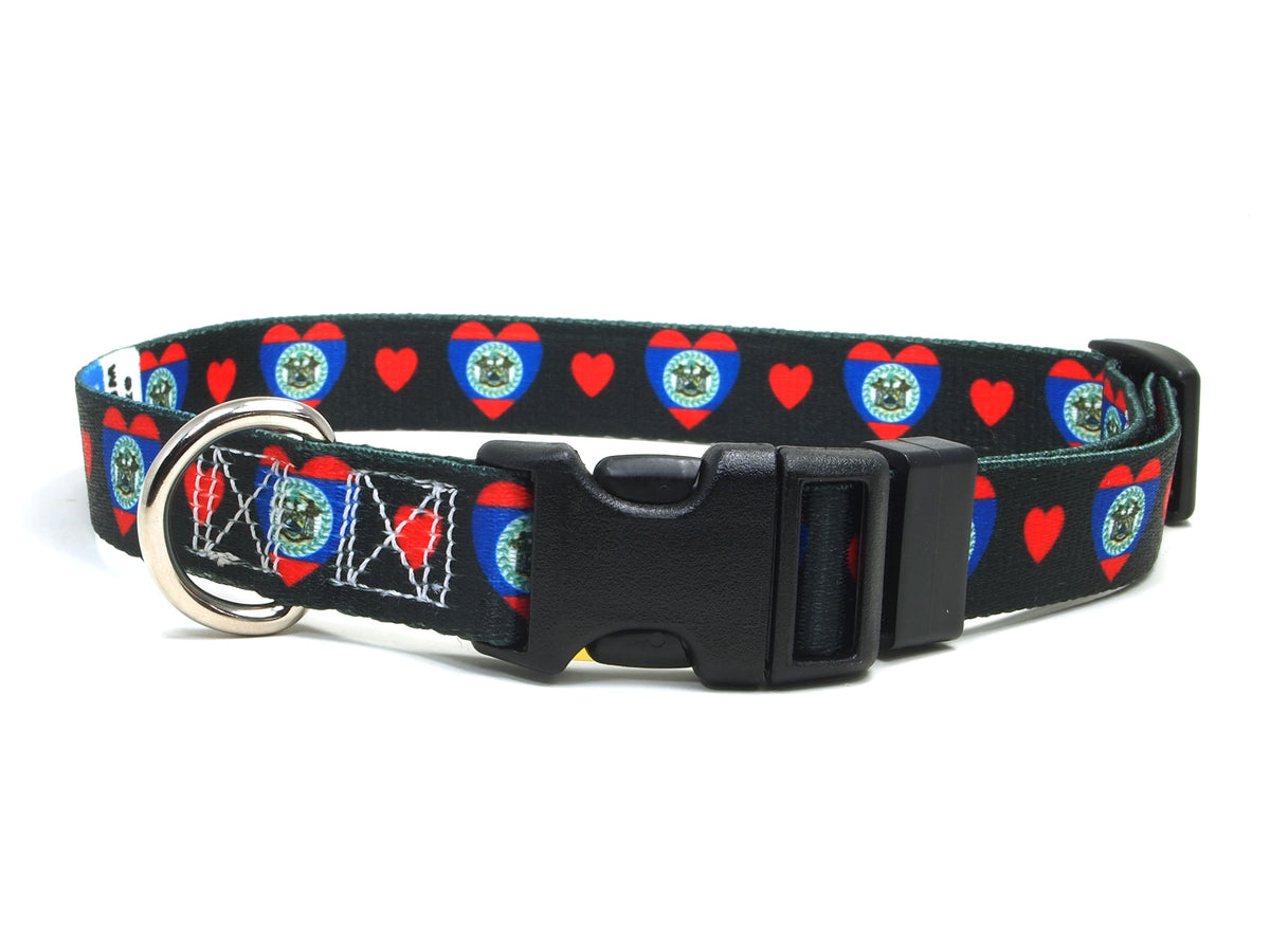 Dog Collar with Belize Hearts Pattern in black