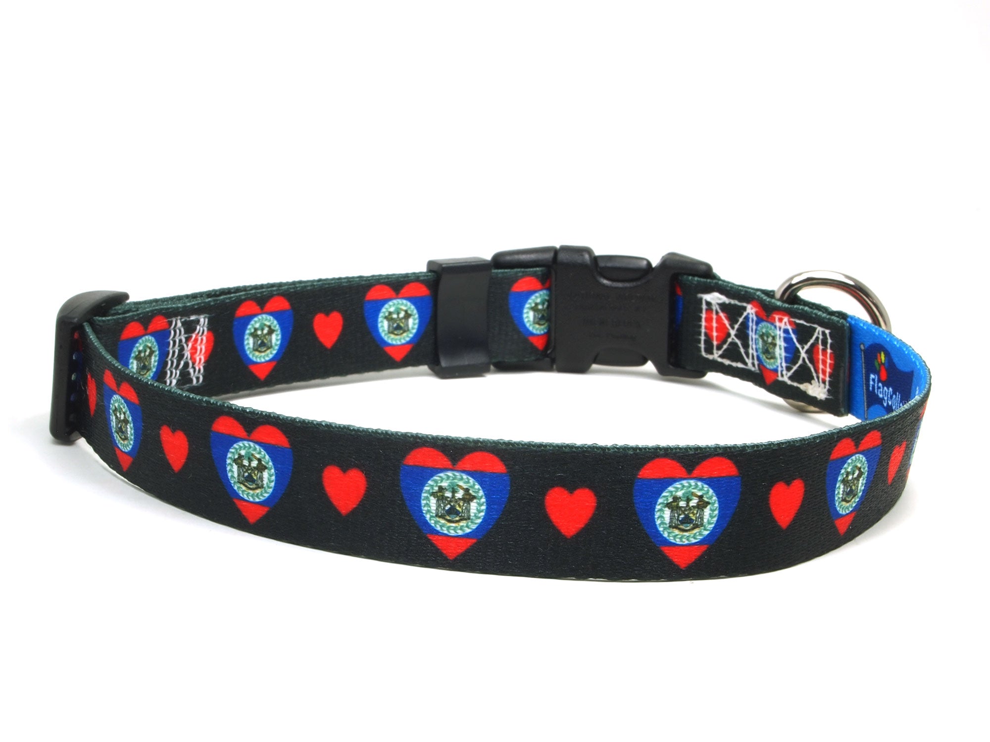 Dog Collar with Belize Hearts Pattern in black