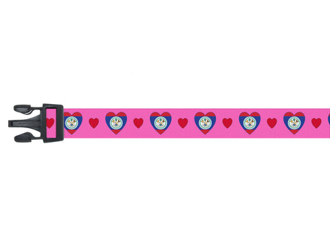 Dog Collar with Belize Hearts Pattern in pink