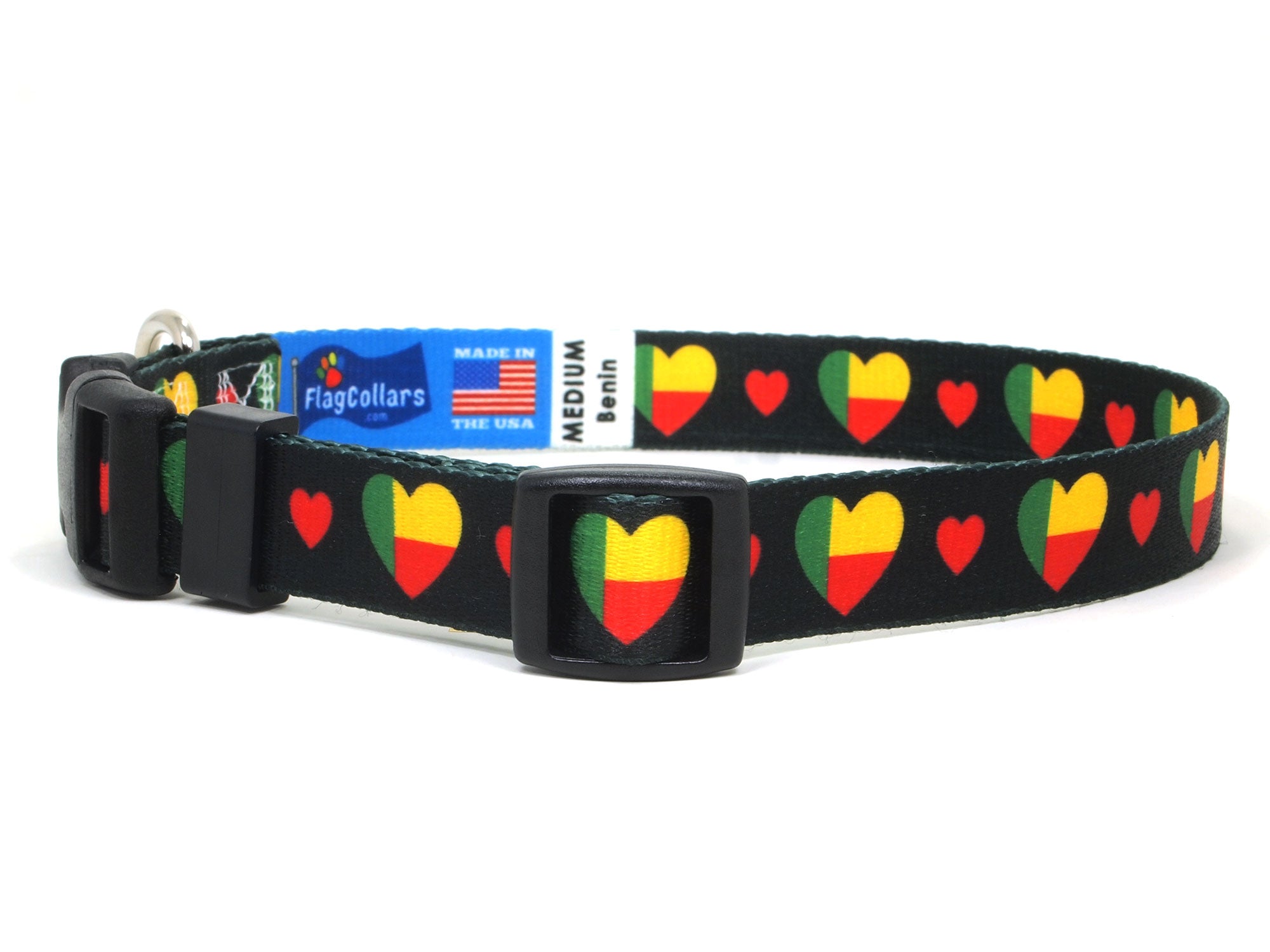 Dog Collar with Benin Hearts Pattern in black