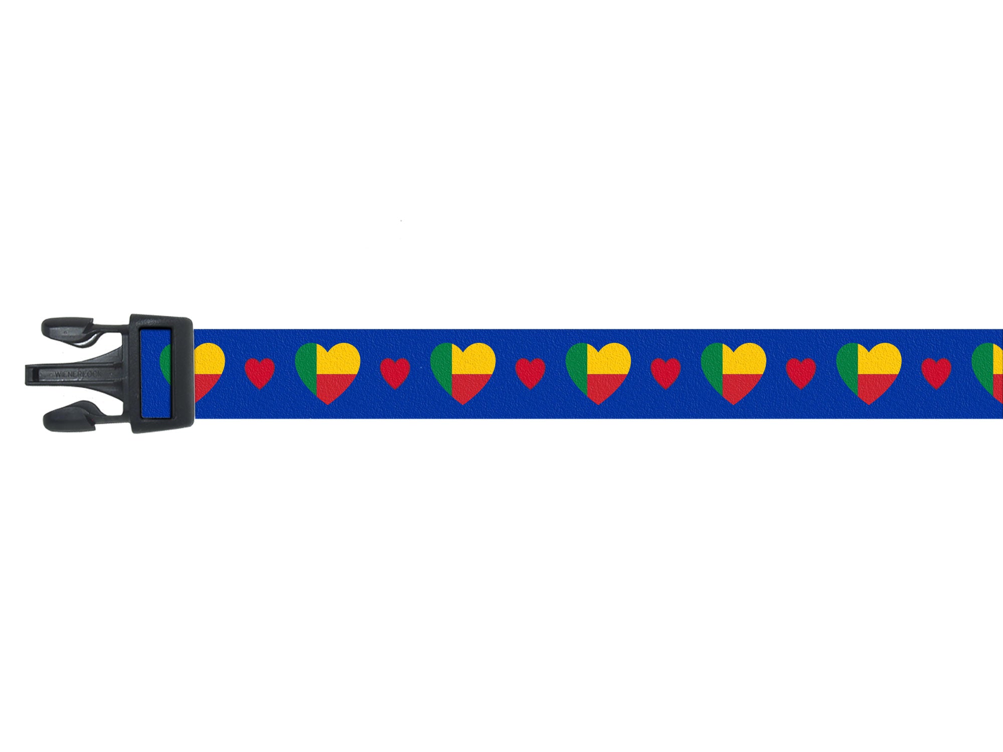 Dog Collar with Benin Hearts Pattern in blue