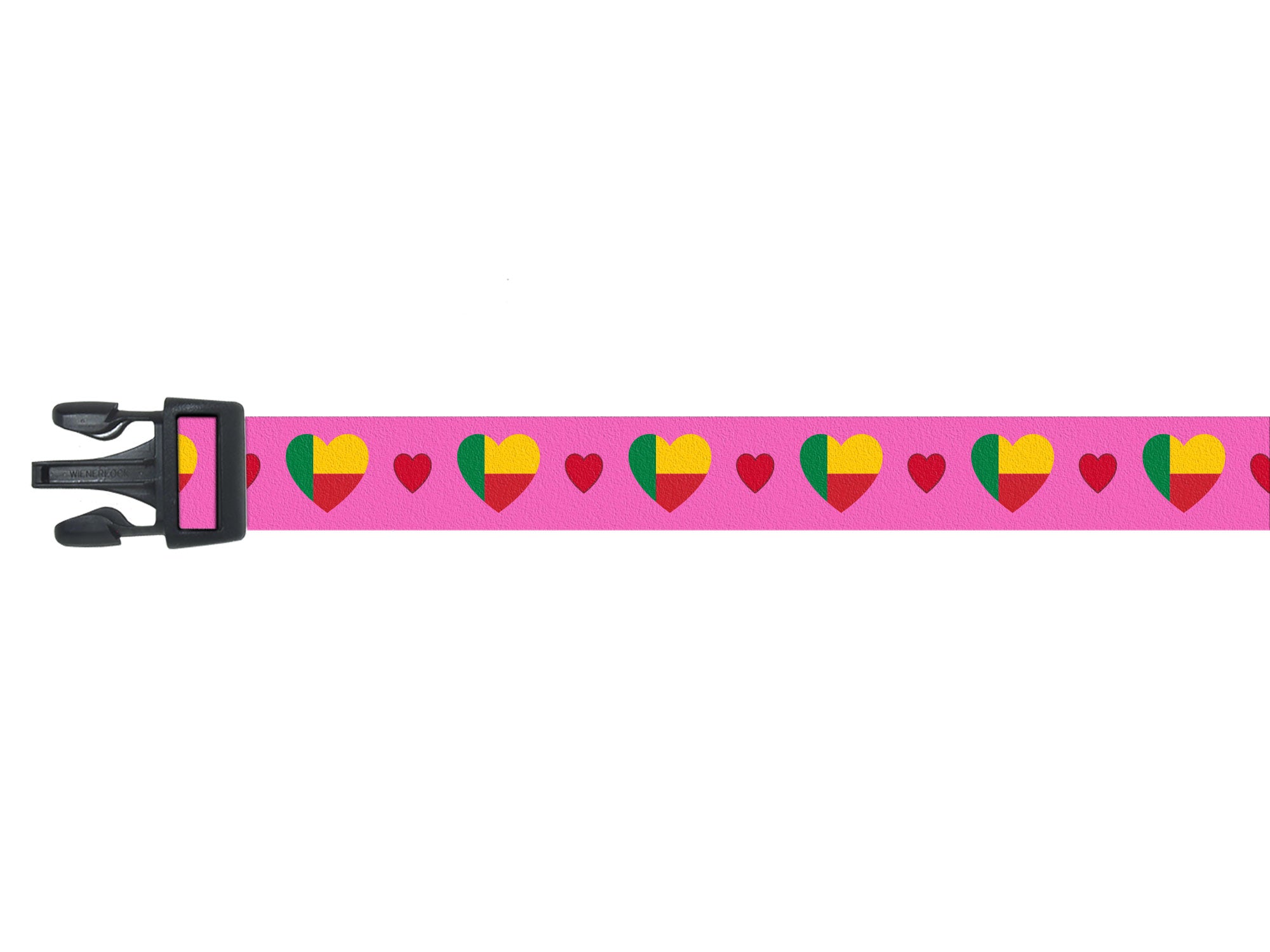 Dog Collar with Benin Hearts Pattern in pink