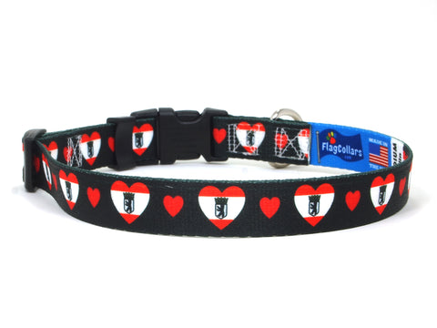 Dog Collar with Berlin Hearts Pattern in black