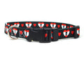Dog Collar with Berlin Hearts Pattern in black