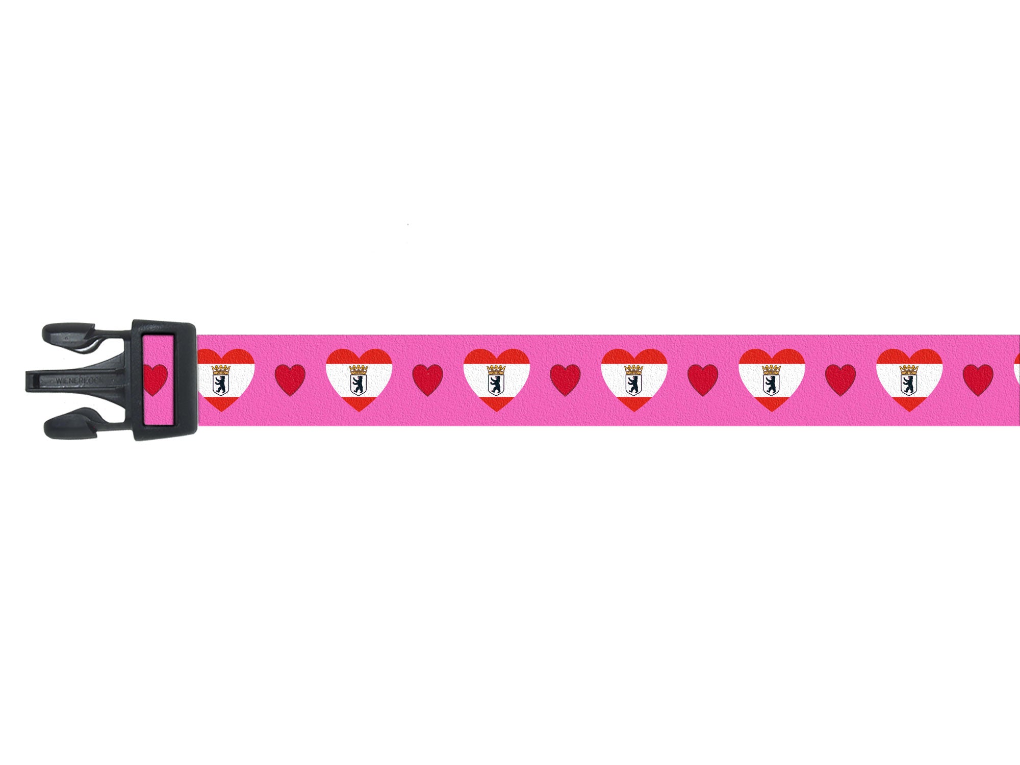 Dog Collar with Berlin Hearts Pattern in pink