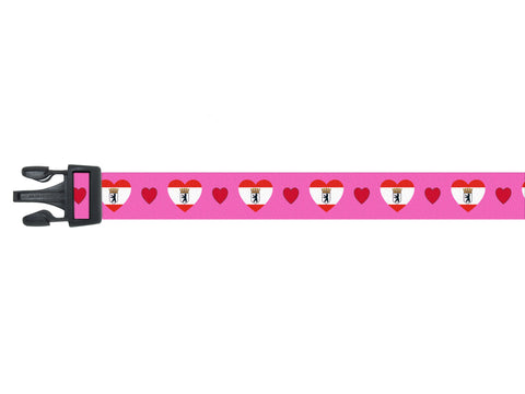 Dog Collar with Berlin Hearts Pattern in pink