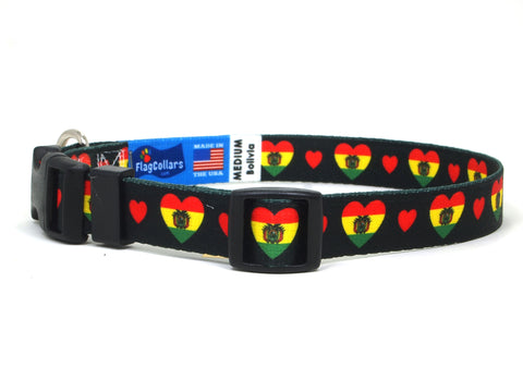Dog Collar with Bolivia Hearts Pattern in black