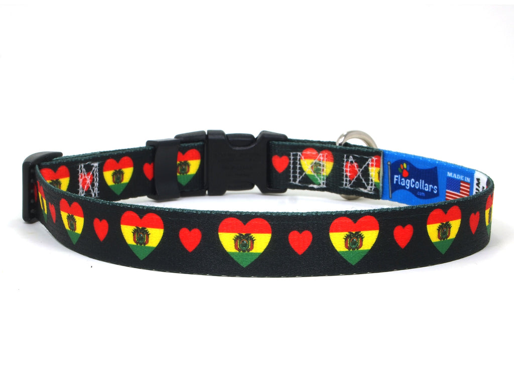 Dog Collar with Bolivia Hearts Pattern in black