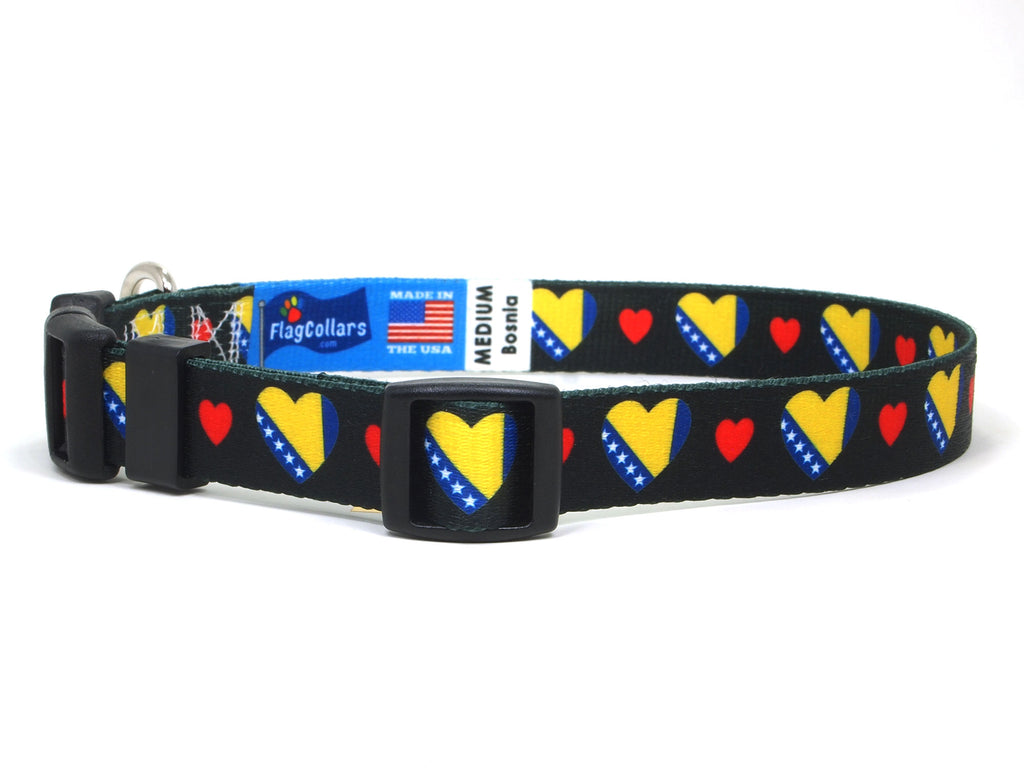 Dog Collar with Bosnia Hearts Pattern in black