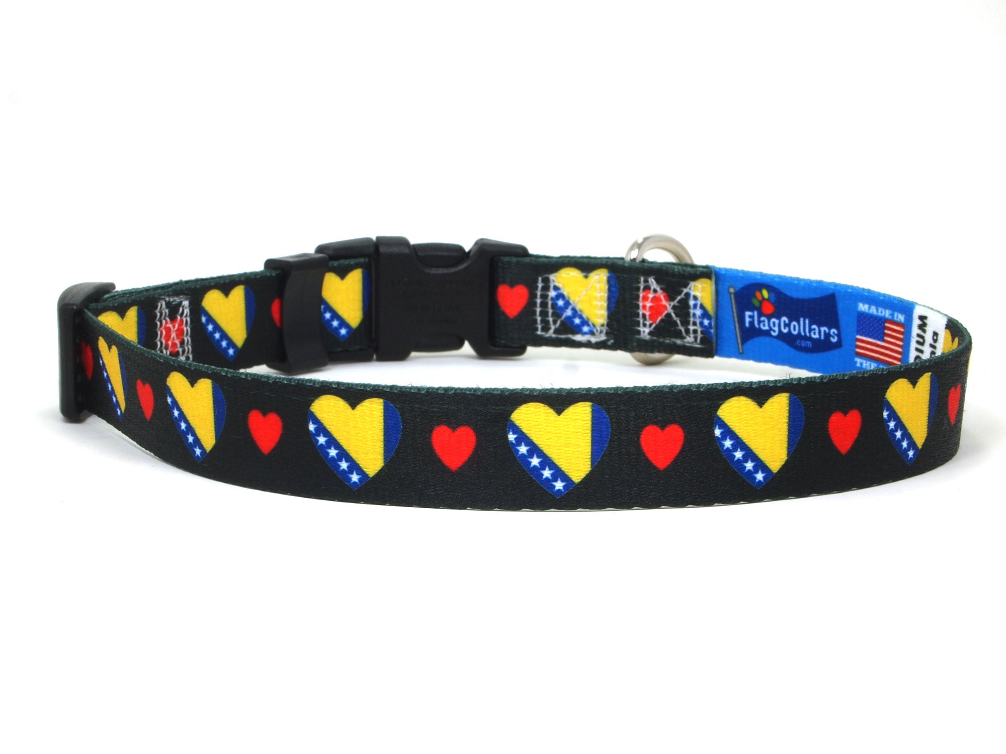 Dog Collar with Bosnia Hearts Pattern in black