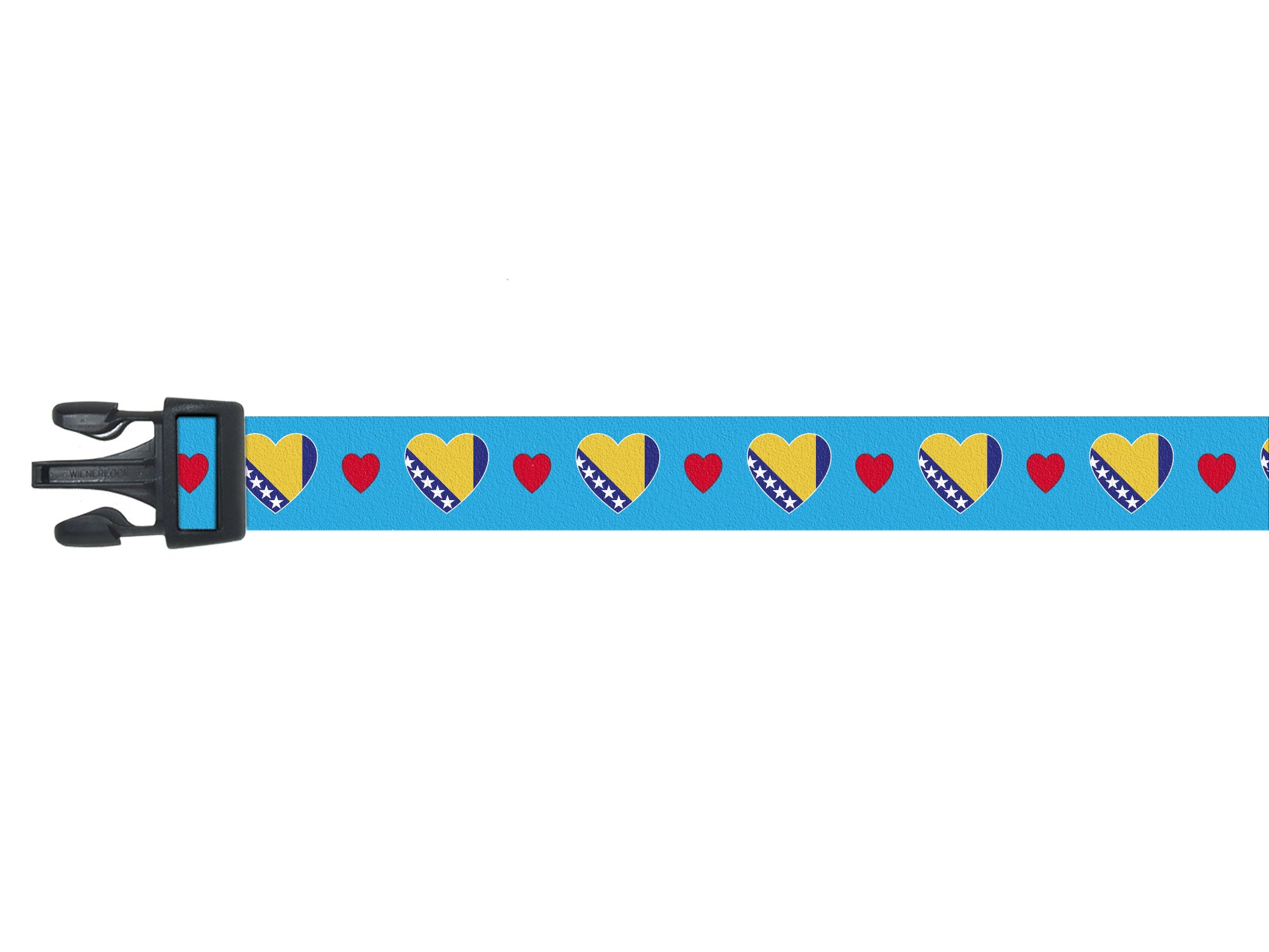 Dog Collar with Bosnia Hearts Pattern in blue