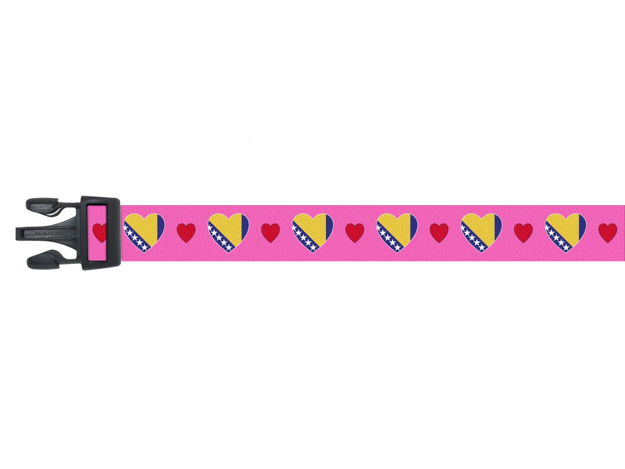 Dog Collar with Bosnia Hearts Pattern in pink