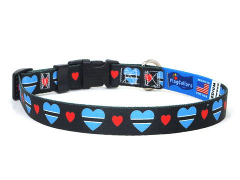 Dog Collar with Botswana Hearts Pattern in black