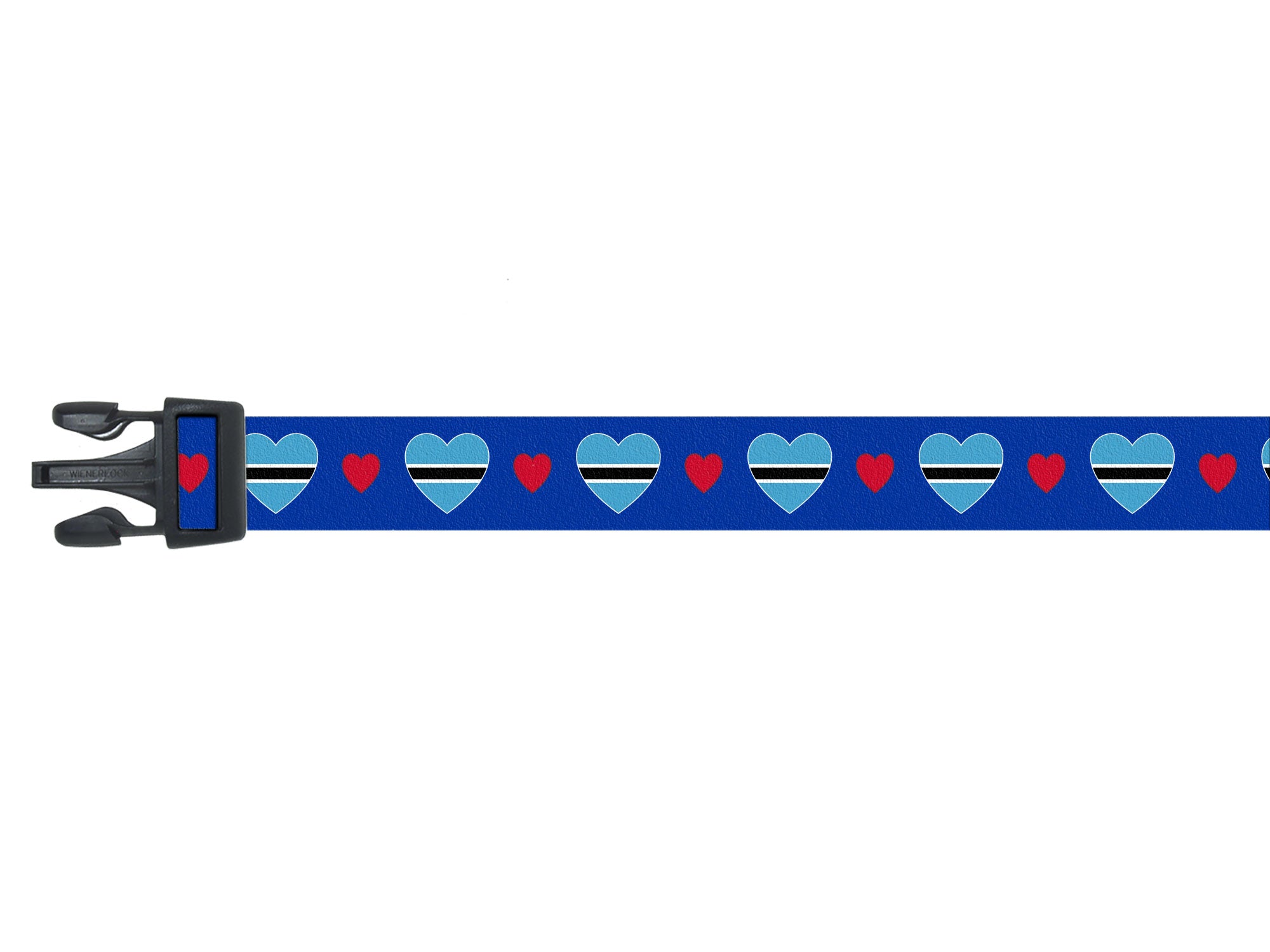 Dog Collar with Botswana Hearts Pattern in blue