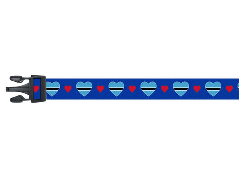 Dog Collar with Botswana Hearts Pattern in blue