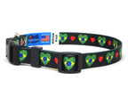 Dog Collar with Brazil Hearts Pattern in black