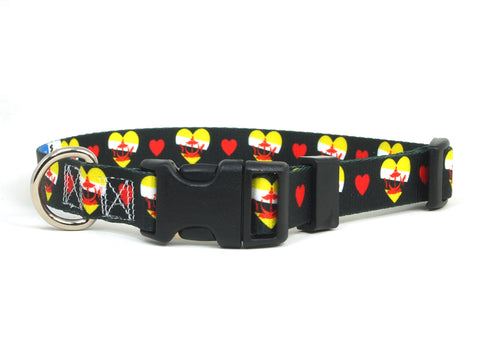Black Dog Collar with Brunei Hearts Pattern