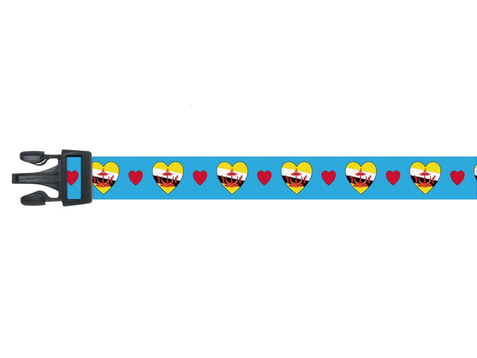 Blue Dog Collar with Brunei Hearts Pattern