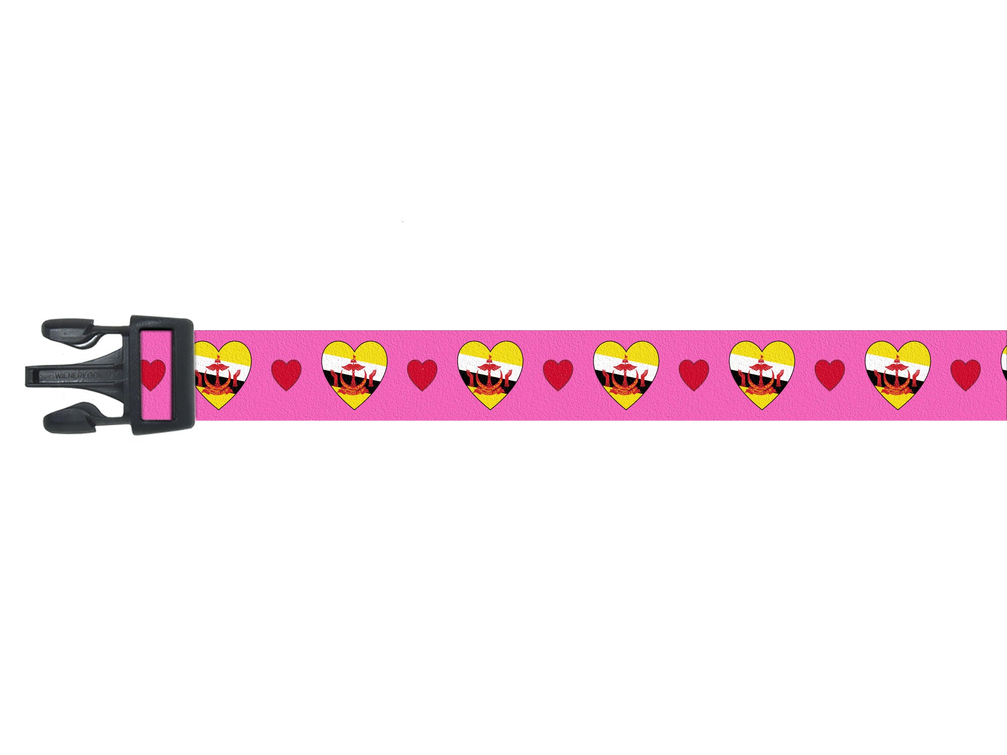 Pink Dog Collar with Brunei Hearts Pattern