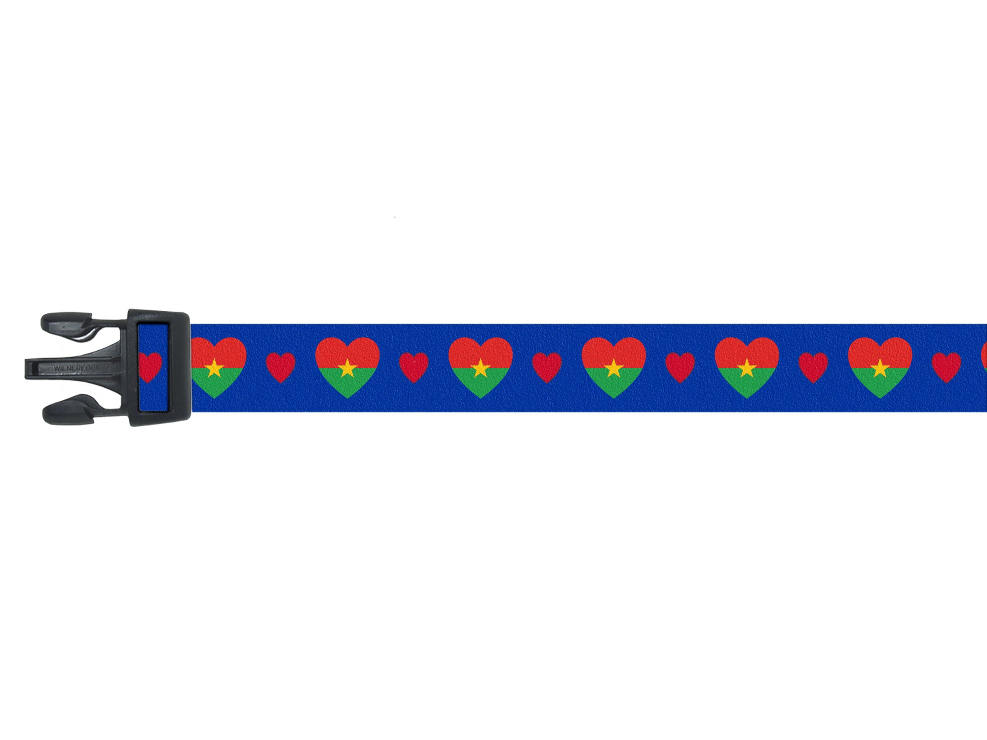 Dog Collar with Burkina Faso Hearts Pattern in blue