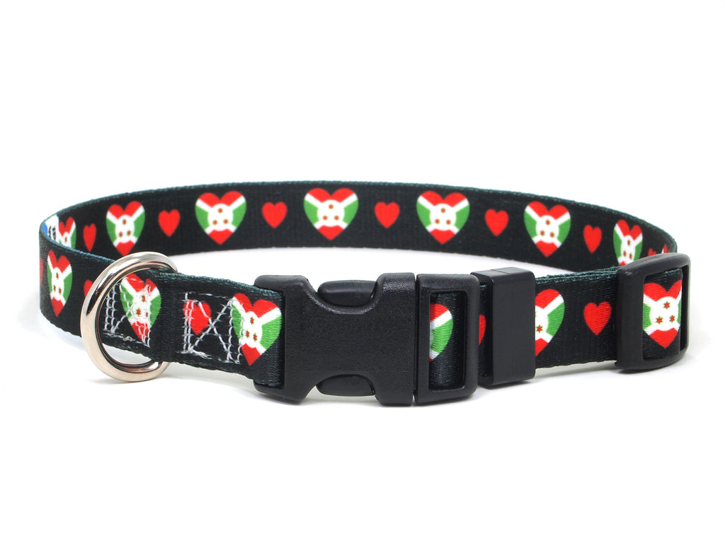 Dog Collar with Burundi Hearts Pattern in black